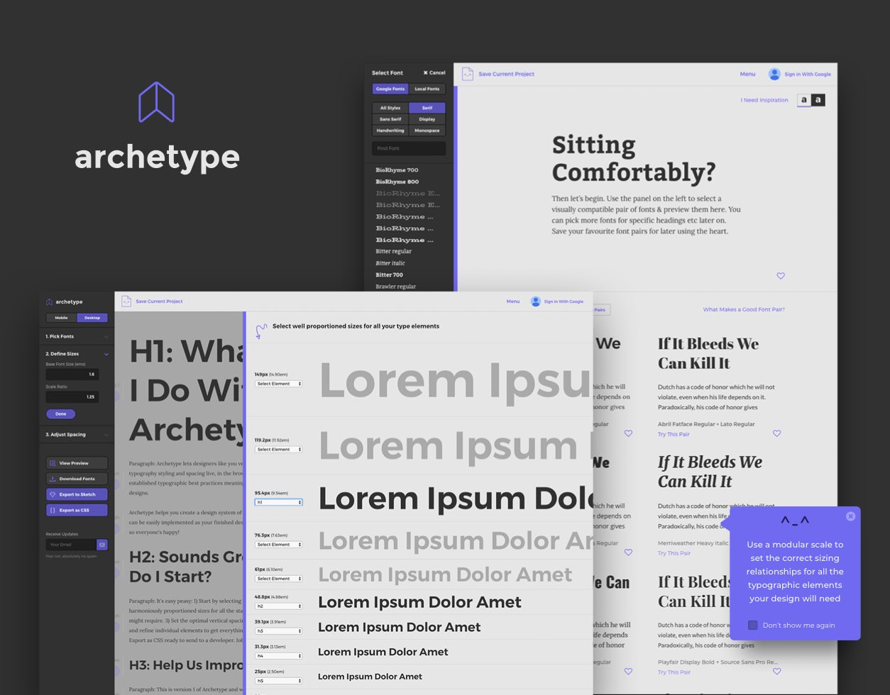 Screenshot of the Archetype typography designer app