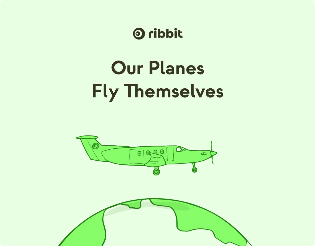 Screenshot of Ribbit's website showing a self flying plane illustration